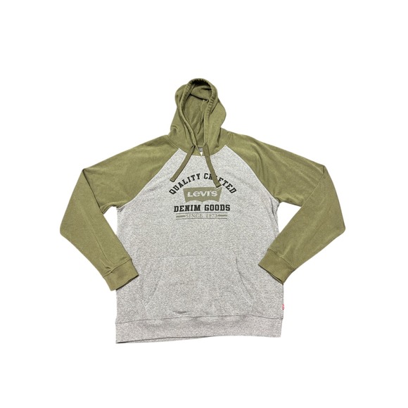 Levi's Other - Levis Mens Raglan Hoodie Sweatshirt Green Gray Graphic Print Size XL